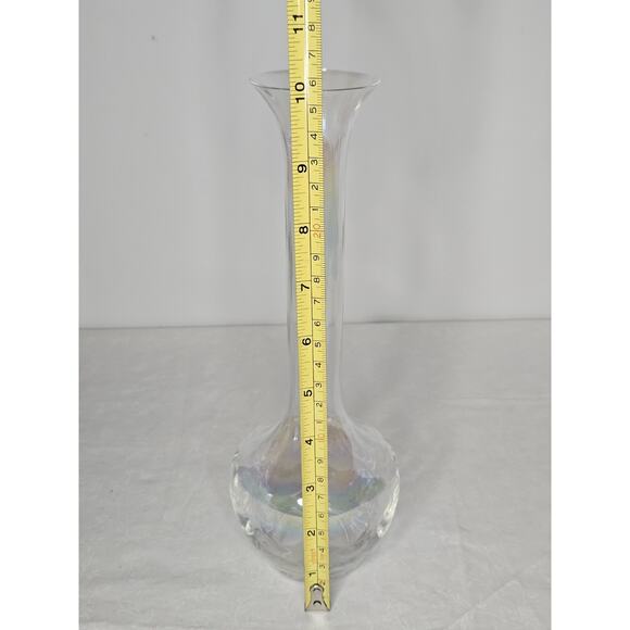 Vintage Iridescent Clear Glass Bud Vase 10" Mid-Century Modern Glass Art - Picture 5 of 7